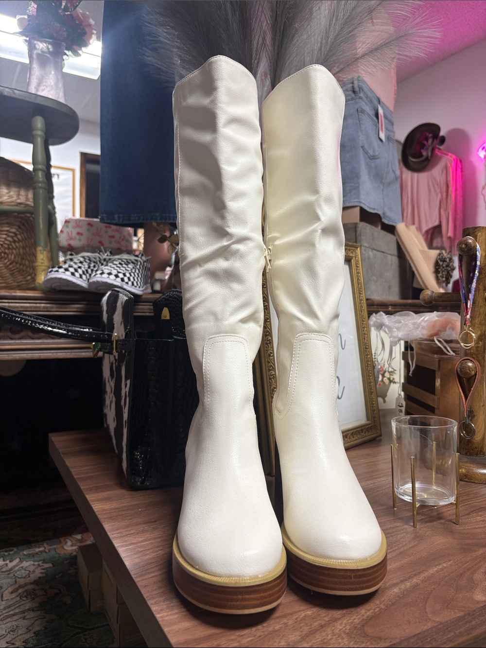Corkys Cream Over-the-Knee Platform Boots